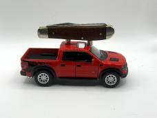 CASE XX 2025 DARK RED BURLAP ICARTA SMOOTH MINI TRAPPER WITH DIE CAST FORD RAPTOR DISPLAY TRUCK