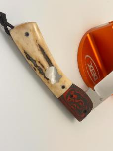 VINCENZO BALISTRERI CUSTOM STAG RWL 34 STAG MARS PATTERN PEARL SHIELD KNIFE