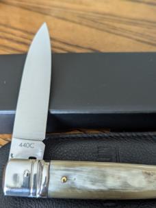 NIB AGA Campolin Old Style 21cm - 8" Birdbeak leverlock in Blonde Brazilian Horn 