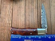 A.G. Russell Lock Back Damascus San Mai Quince Burl Wood Seki Japan