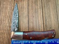 A.G. Russell Lock Back Damascus San Mai Quince Burl Wood Seki Japan
