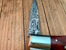 A.G. Russell Lock Back Damascus San Mai Quince Burl Wood Seki Japan