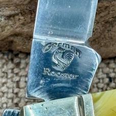 GERMAN ROOSTER 3 1/4" YELLOW CONGRESS POCKET KNIFE 4- GERMAN STEEL BLADES (210)