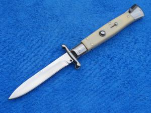 New 9quot Italian style automatic switchblade Swinguard imi-Ivory handles Bayonet blade