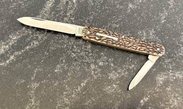 Antique George Nazer Sleeveboard Knife, Jigged Bone Scales, Sheffield England, Unused