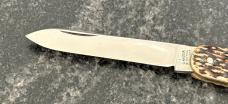 Antique George Nazer Sleeveboard Knife, Jigged Bone Scales, Sheffield England, Unused
