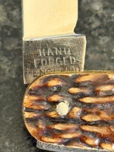 Antique George Nazer Sleeveboard Knife, Jigged Bone Scales, Sheffield England, Unused