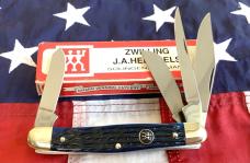 J A Henckels 4 Blade Stockman Pocket Knife w/ Beautiful Blue Bone Handles -NOS
