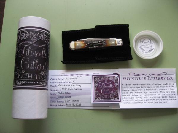   DANIELS FAMILY KNIFE BRANDS-TITUSVILLE CUTLERY-LEXINGTONIAN-AMBER STAG #2