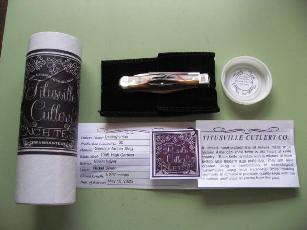   DANIELS FAMILY KNIFE BRANDS-TITUSVILLE CUTLERY-LEXINGTONIAN-AMBER STAG #3