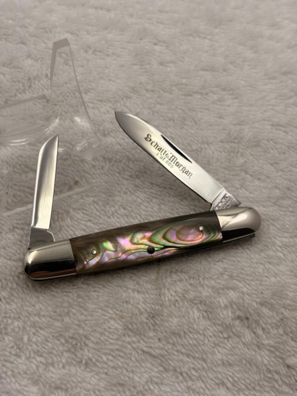 Schatt Morgan 2 Blade Abalone Pen Knife 1 of 600 Excellent Condition (#73)