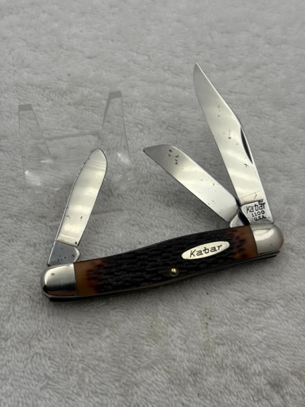 Ka-bar Vintage 3 Blade Stockman 1100 Pocket Knife Made In USA (#72)