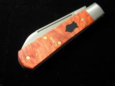 Dollar Knife Co. Red Burl Maple Wood with Black Shield Jack Knife from Cooper Cutlery USA RBM BLS