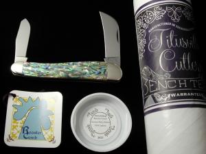 Titusville Cutlery Genuine Paua Abalone Rooster Comb Farmer Knife Super Rare 1 of 10 COA USA Made