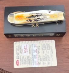 Case 6.5 Burnt Bone Stag Trapperlock Knife 6.5154L SS Liner Lock Thumb Stud MIB