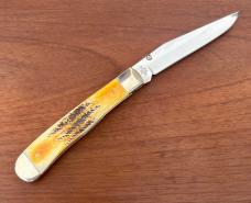 Case 6.5 Burnt Bone Stag Trapperlock Knife 6.5154L SS Liner Lock Thumb Stud MIB