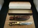 SCHRADE UNCLE HENRY 153UH GOLDEN SPIKE FIXED CARBON STEEL BLADE HUNTING KNIFE, WITH SHEATH & STOVE