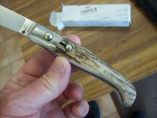 A.G.A. Campolin Pattada Scarce Italian Automatic Genuine Stag/Antler UNUSED W/Pouch & Box
