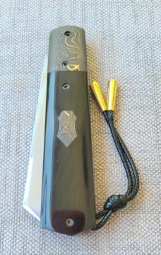 Vincenzo Balistreri Buffalo Horn White Wolf..Fools Gold shield. bead..Filework..Jiimping....Coa/Slip