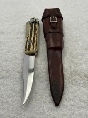 Ed Wusthof Vintage Folding Bowie Knife With Sheath Made In Solingen Germany 11