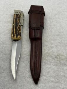Ed Wusthof Vintage Folding Bowie Knife With Sheath Made In Solingen Germany (#11)