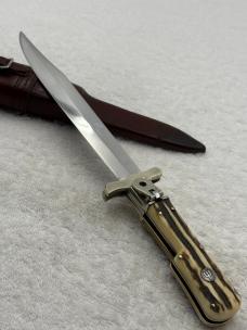Ed Wusthof Vintage Folding Bowie Knife With Sheath Made In Solingen Germany (#11)