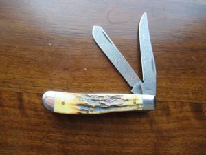 Case XX Stag Damascus Mini Trapper Knife