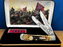 Case XX USA Confederate States Of America Flag 24K Gold Dip Shield Peach Seed Bone Trapper 002 MINT.