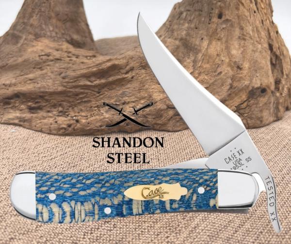 Case XX Knives Russlock Smooth Blue Sycamore Wood 63734 Stainless Pocket Knife