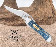 Case XX Knives Russlock Smooth Blue Sycamore Wood 63734 Stainless Pocket Knife