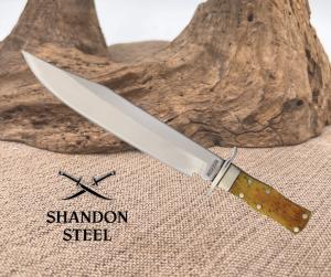 Rough Ryder Mini Spanish Notch Bowie Fixed Knife Stainless Blade Bone Handle