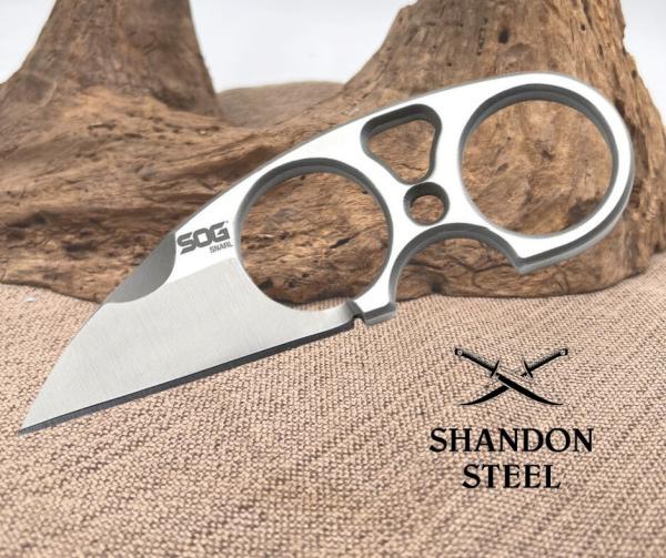 SOG SNARL Fixed Blade Stainless Satin Finish Handle Knife + Black Sheath JB01KCP