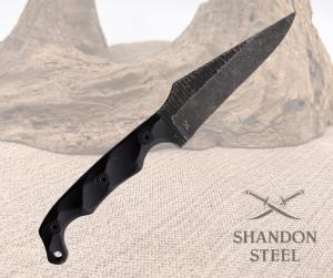 Stroup Knives TU2 Fixed Knife 45quot 1095HC Steel Full Blade Black G10 Handle