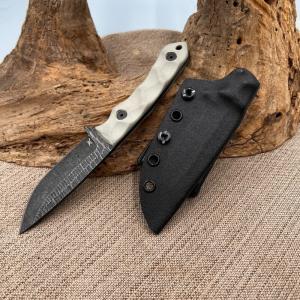 Stroup Knives GP2 Fixed Knife 375quot 1095HC Steel Full Tang Blade Tan G10 Handle
