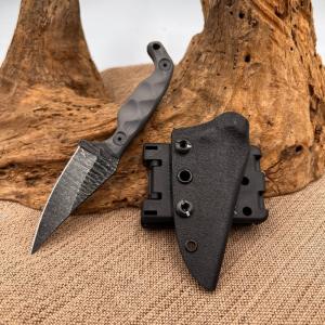 Stroup Knives Mini Fixed Knife 3quot 1095HC Steel Full Tang Blade Grey G10 Handle
