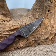 Stroup Knives Mini1 Fixed Knife 3" 1095HC Steel Blade Purple Sculpted G10 Handle
