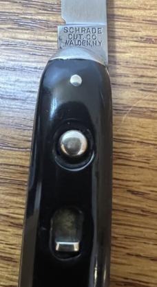 SCHRADE CUT CO WALDEN NY SAFETY PUSH BUTTON POCKET KNIFE - 3 3/8" CLOSED 