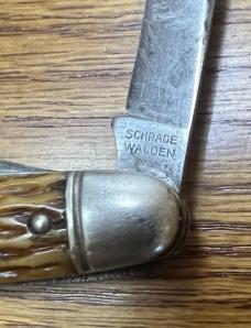 VINTAGE '46-'59 SCHRADE WALDEN NY BONE HANDLE POCKET KNIFE 
