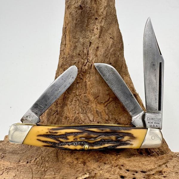 Camillus 78 Stockman Knife 1960's-1970's Three Blade Folding Stagalon Handle 164