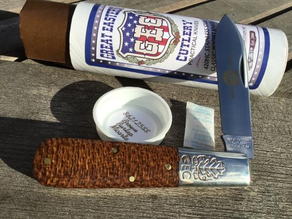 Great Eastern Cutlery 862125SS Boomtown Barlow Stainless Steel Brown Burlap Micarta