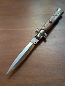 DUO OF FRANK BELTRAME 23CM 9" BAYONET & DAGGER STILETTO SET FRENCH TIP HONEY HORN AUTOMATICS...NEW 