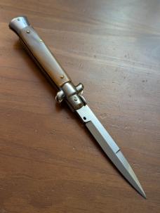 DUO OF FRANK BELTRAME 23CM 9" BAYONET & DAGGER STILETTO SET FRENCH TIP HONEY HORN AUTOMATICS...NEW 