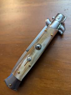 DUO OF FRANK BELTRAME 23CM 9" BAYONET & DAGGER STILETTO SET FRENCH TIP HONEY HORN AUTOMATICS...NEW 