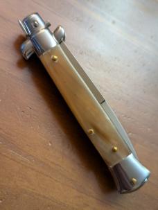 DUO OF FRANK BELTRAME 23CM 9" BAYONET & DAGGER STILETTO SET FRENCH TIP HONEY HORN AUTOMATICS...NEW 