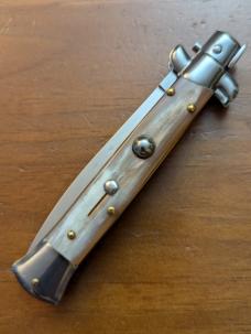DUO OF FRANK BELTRAME 23CM 9" BAYONET & DAGGER STILETTO SET FRENCH TIP HONEY HORN AUTOMATICS...NEW 