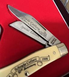 VINTAGE '99 SCHRADE USA CUTLERY 95TH ANNIV POCKET KNIFE & DISPLAY BOX NOS