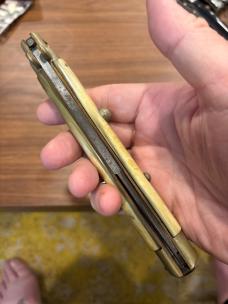 Rare Brass Lined 13” Coricama with Exquisite Aged Blonde Horn and Perfect Patina
