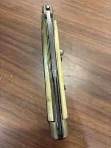 Rare Brass Lined 13” Coricama with Exquisite Aged Blonde Horn and Perfect Patina
