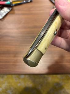 Rare Brass Lined 13” Coricama with Exquisite Aged Blonde Horn and Perfect Patina