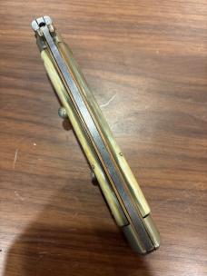 Rare Brass Lined 13” Coricama with Exquisite Aged Blonde Horn and Perfect Patina